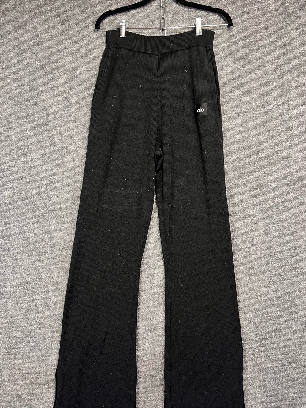 ALO Yoga Black Wide-Leg Joggers with Logo Patch